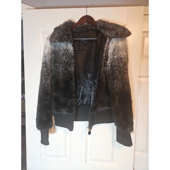 Sam Edelman faux fur coat Size S Small GREY OMBRE style 916874 - Picture 2 of 8